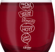 I Love a Lifetime Movie Talk Bubble Laser Engraved Stemless Wine Glass