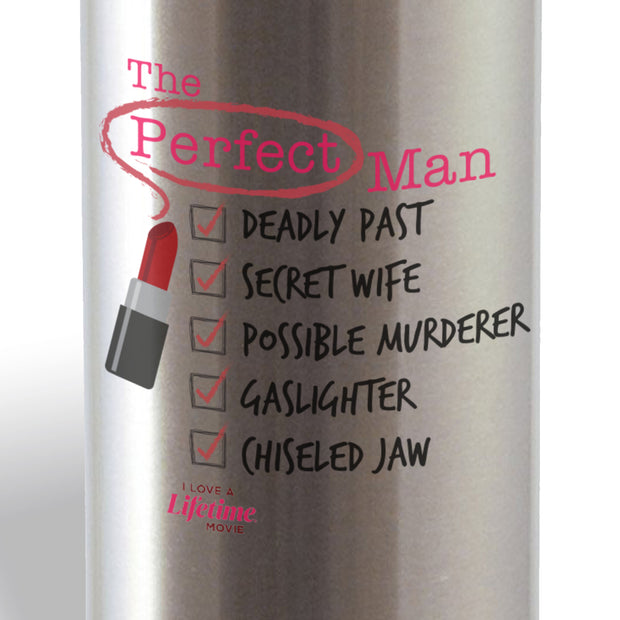 I Love a Lifetime Movie The Perfect Man Checklist 20 oz Screw Top Water Bottle with Straw