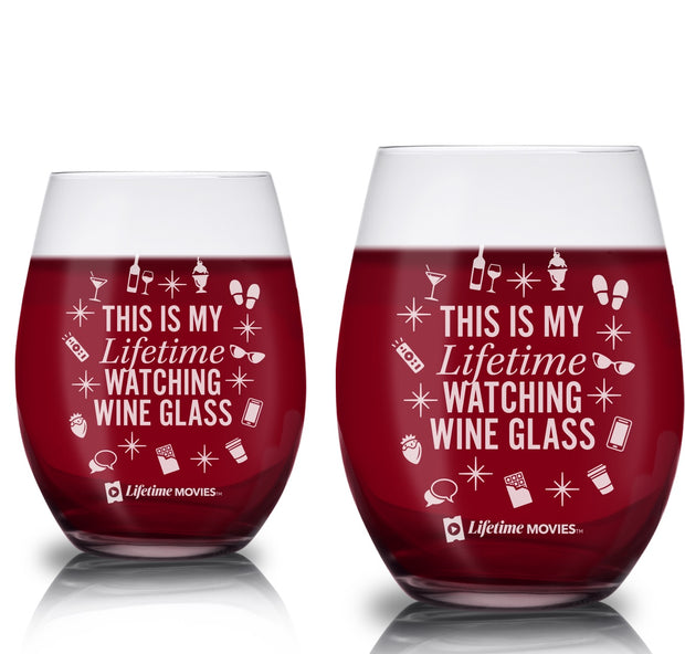 Lifetime This is My Lifetime Watching Laser Engraved Stemless Wine Glass - Set of 2