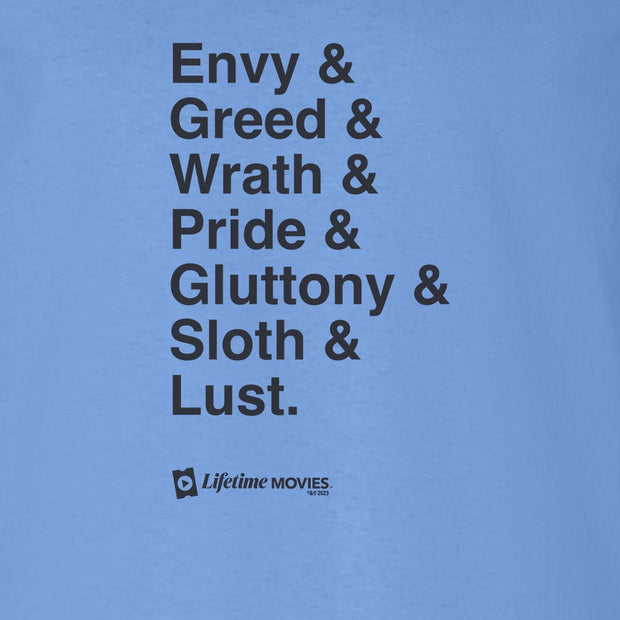 Lifetime Movies Seven Deadly Sins Helvetica Unisex Long Sleeve T-Shirt