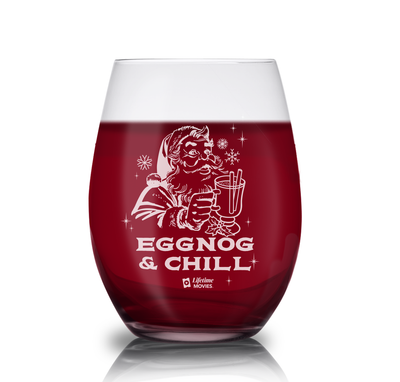 Lifetime Movies Holiday Eggnog & Chill Laser Engraved Stemless Wine Glass - Set of 2