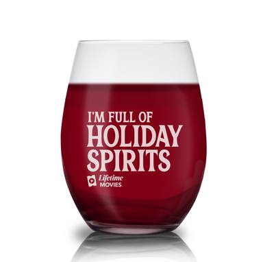Lifetime Movies Holiday Full of Holiday Spirits  Laser Engraved Stemless Wine Glass - Set of 2