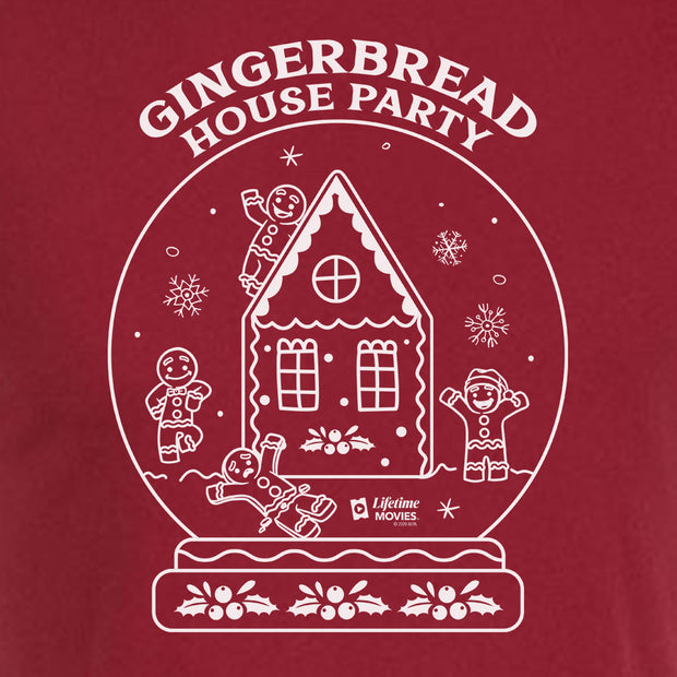Lifetime Movies Holiday Gingerbread House Party Adult Short Sleeve T-Shirt