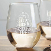 Lifetime Movies Holiday Lit Up Like A Christmas Tree Laser Engraved Stemless Wine Glass - Set of 2