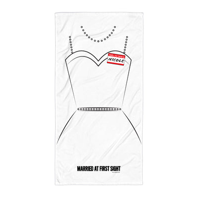 Married at First Sight Hello My Name Is Personalized Bride & Groom Beach Towel